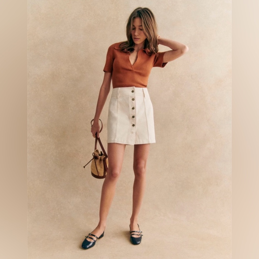 Sezane Cream Mini Skirt